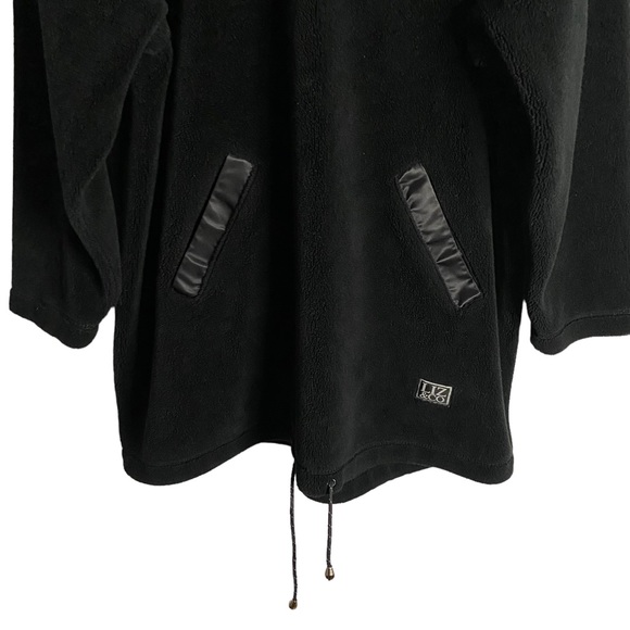 Liz Claiborne Women's Black Longline Fleece Hoodie - Picture 3 of 8